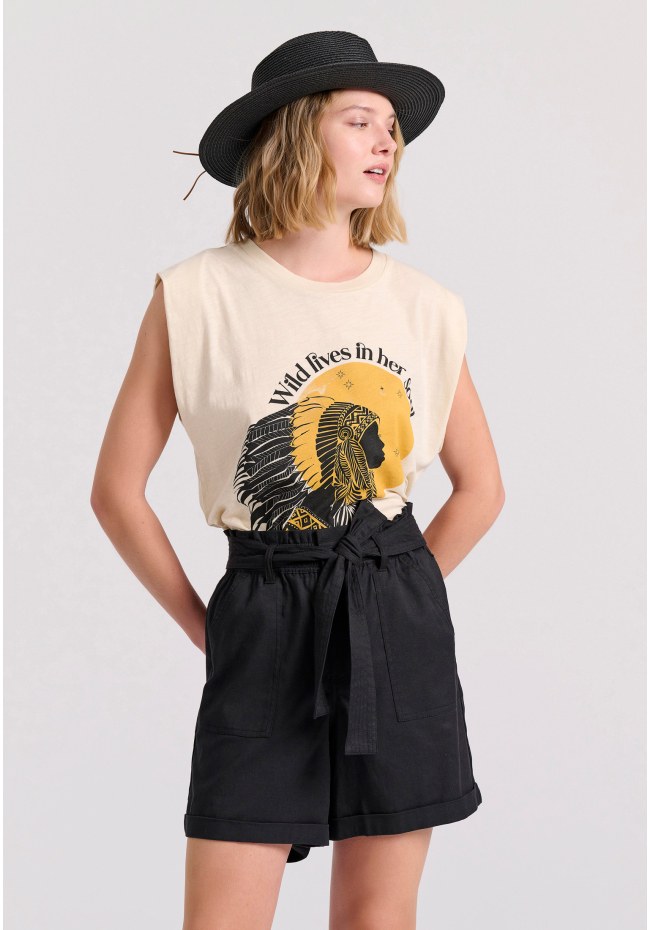 Loose fit t-shirt με τύπωμα σε boho look