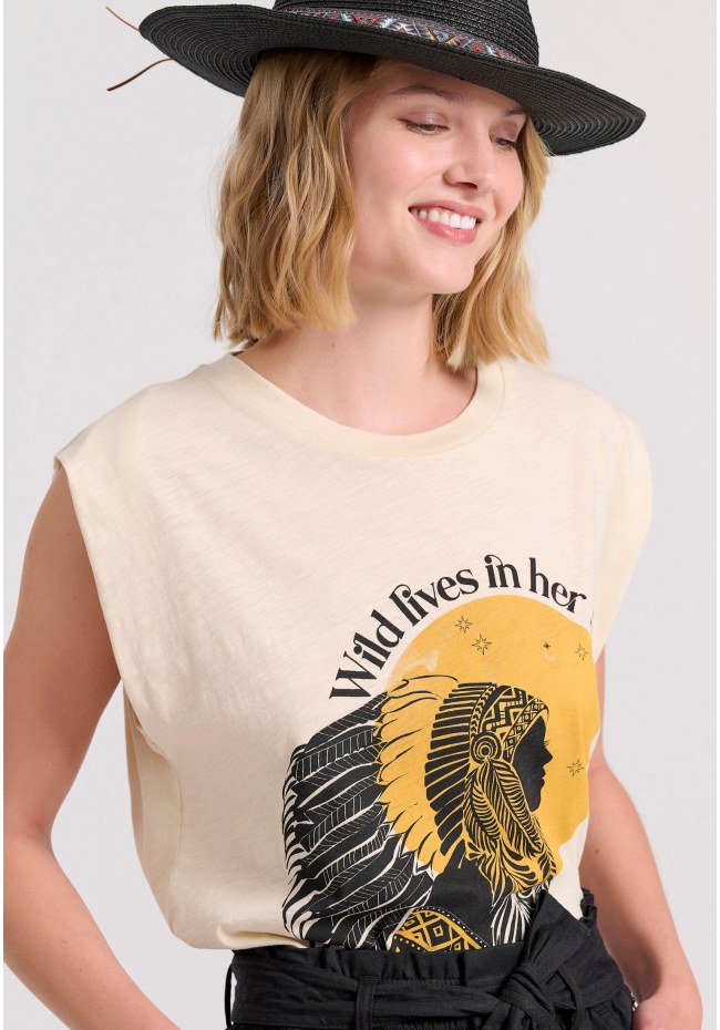 Loose fit t-shirt με τύπωμα σε boho look