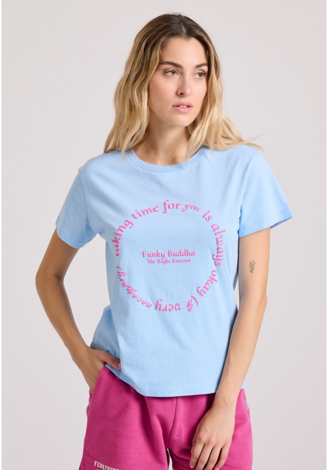 Organic cotton t-shirt with embossed print