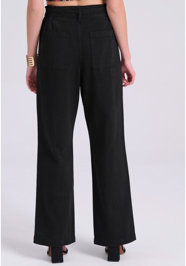 Garment dyed wide leg τζιν παντελόνι