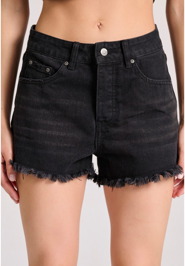 Women's cutoff denim shorts with whisker details