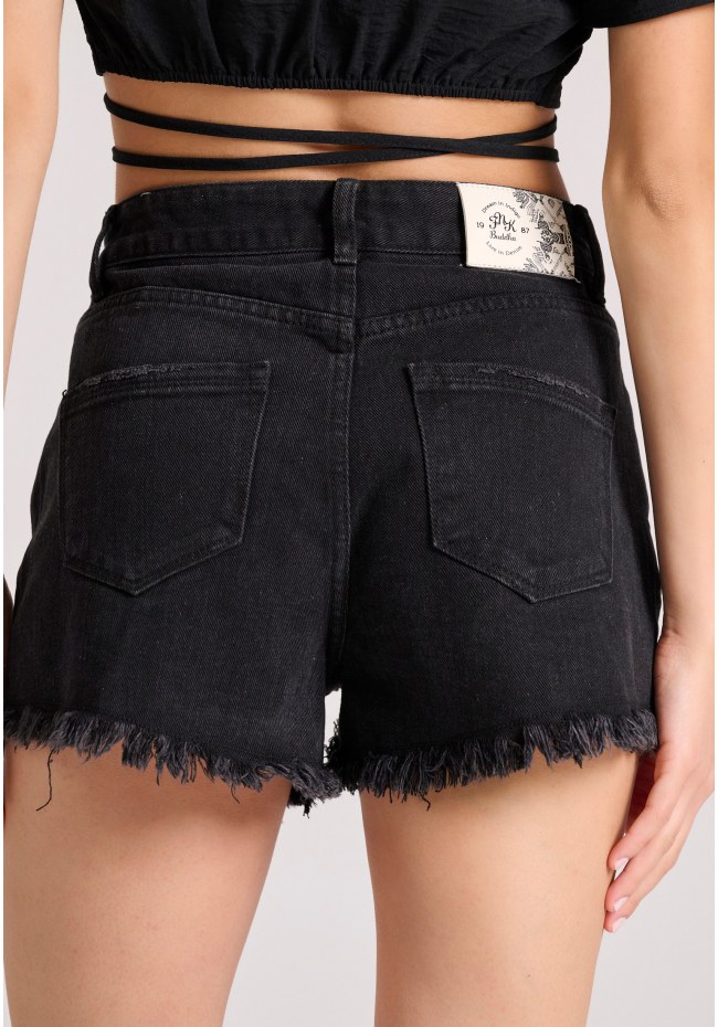 Women's cutoff denim shorts with whisker details