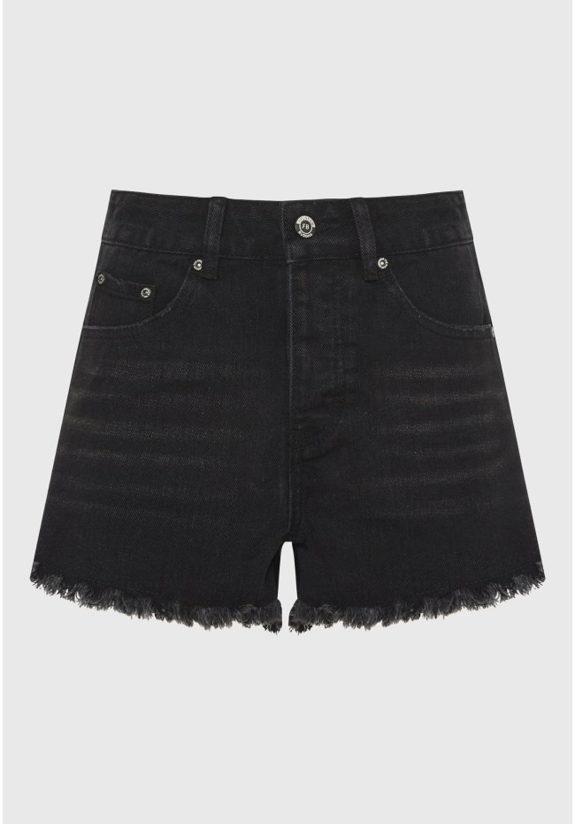 Women's cutoff denim shorts with whisker details