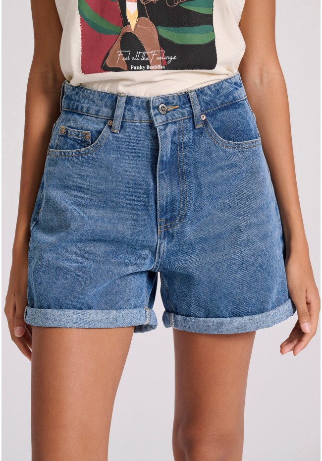 Women's jeans shorts with revere