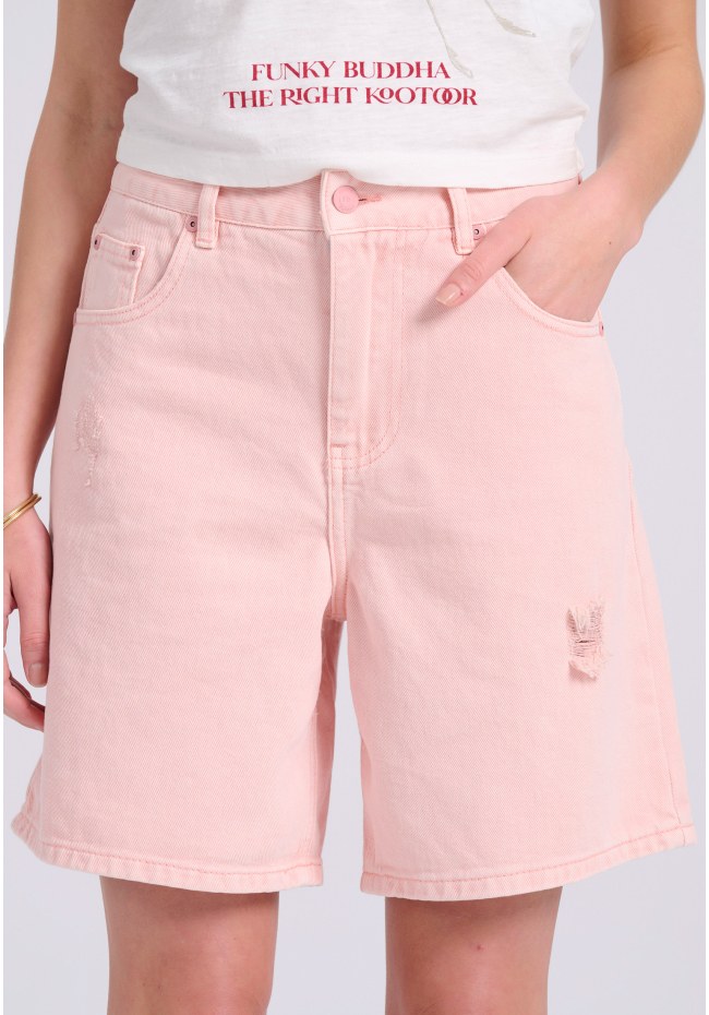 Γυναικεία loose fit garment dyed τζιν βερμούδα