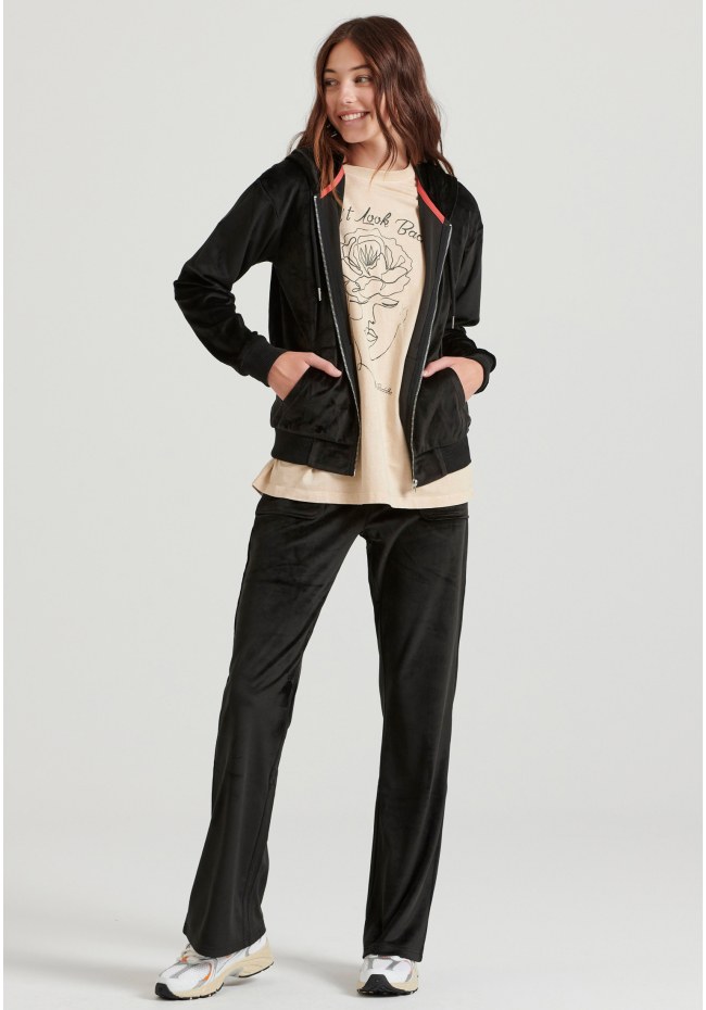 Flare fit παντελόνι φόρμας σε βελουτέ ύφασμα
