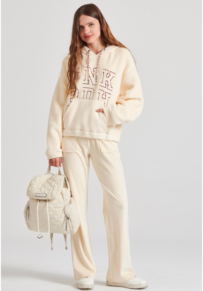 Flare fit παντελόνι φόρμας σε βελουτέ ύφασμα