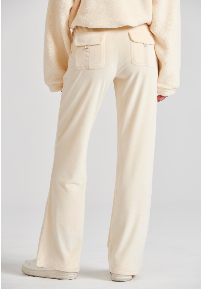 Flare fit παντελόνι φόρμας σε βελουτέ ύφασμα