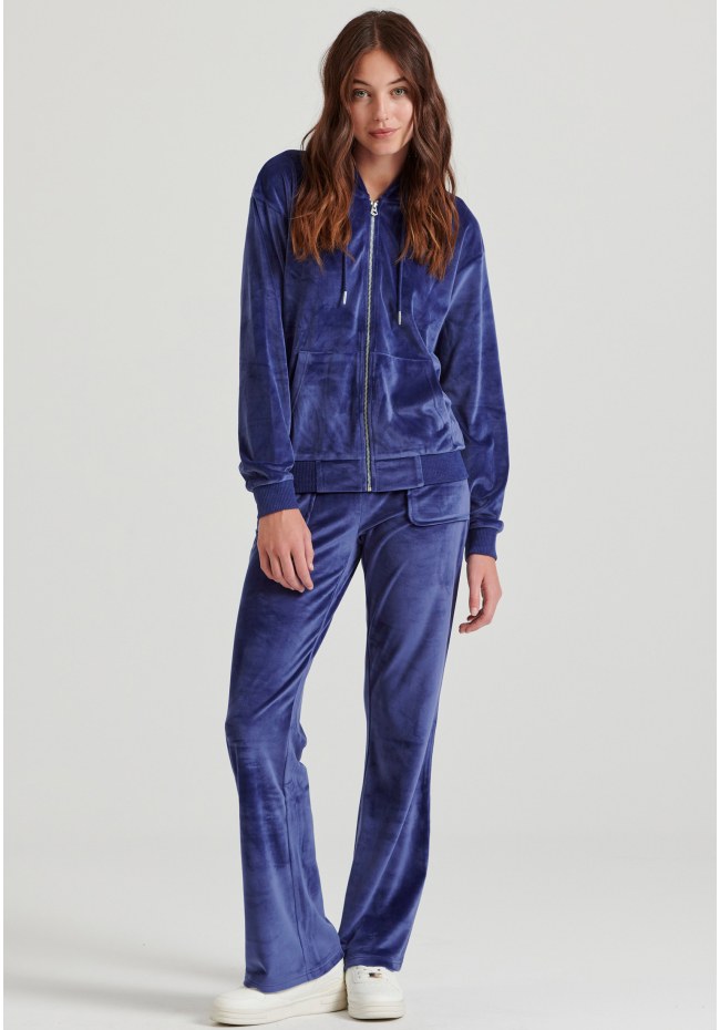 Women's flare fit joggers in velour fabric