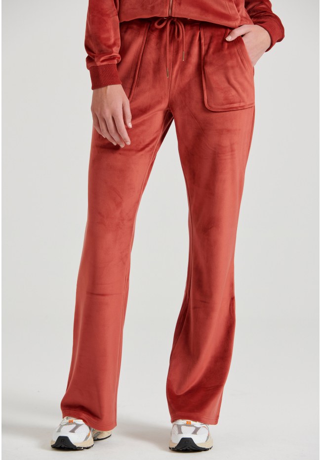 Women's flare fit joggers in velour fabric