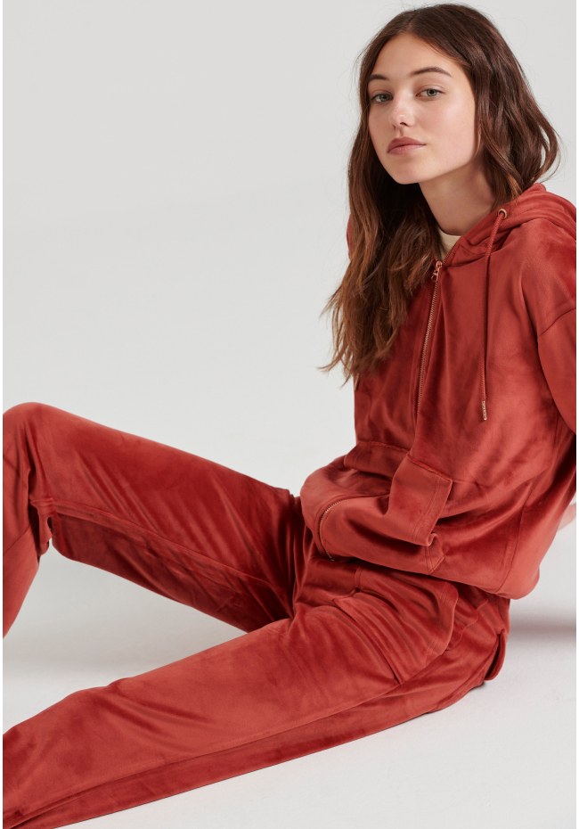Women's flare fit joggers in velour fabric