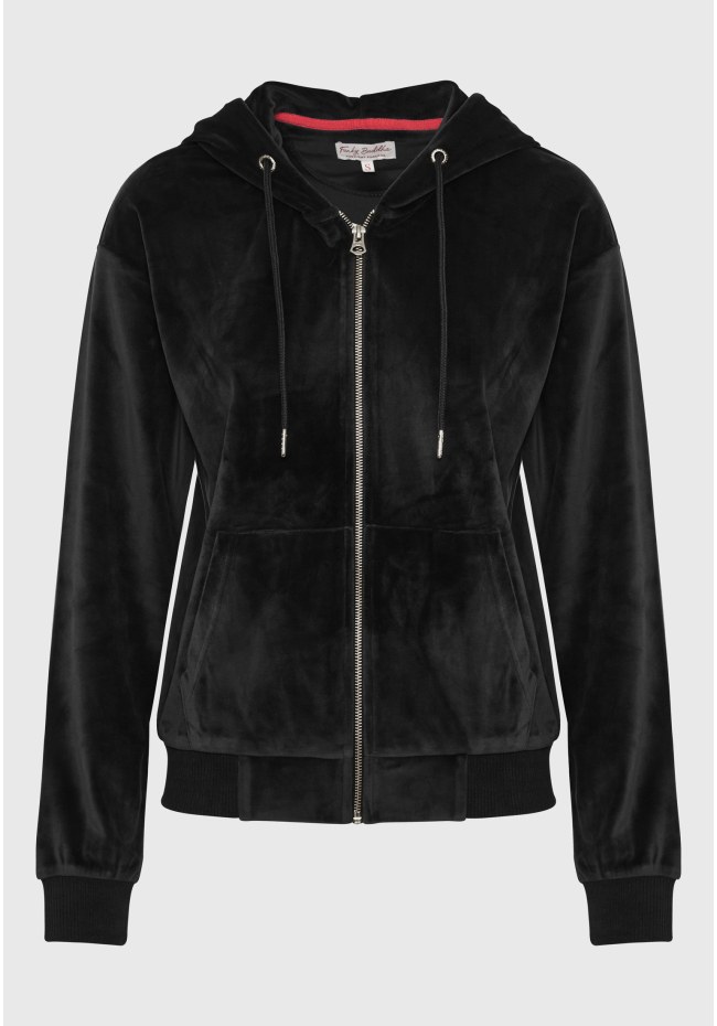 Βελουτέ ζακέτα με κουκούλα