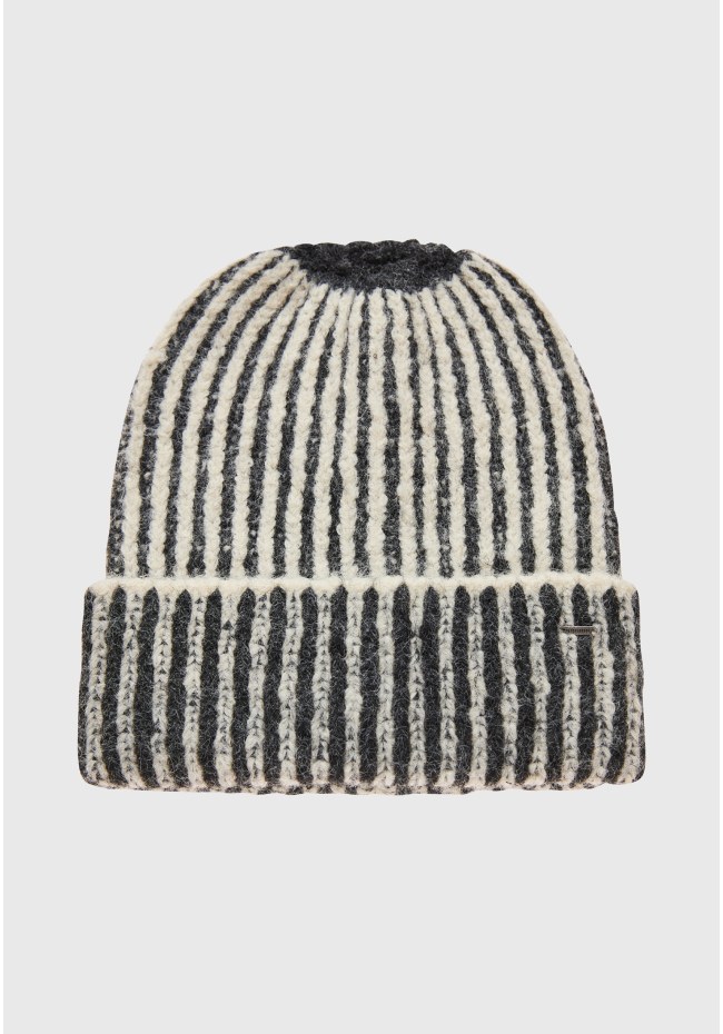 Women's beanie with two-color knit