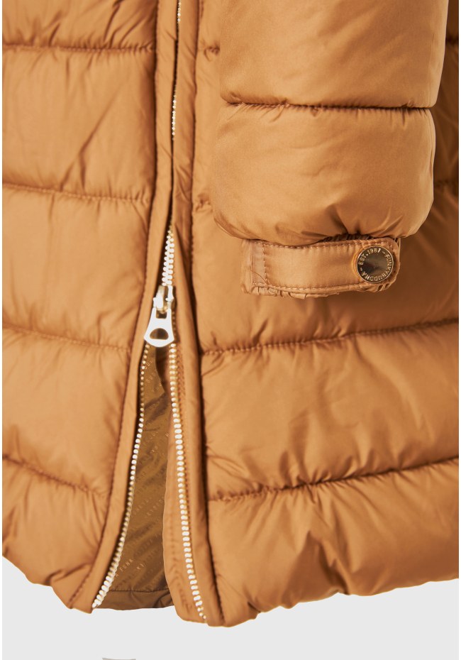 Long fit puffer μπουφάν με αποσπώμενη γούνα