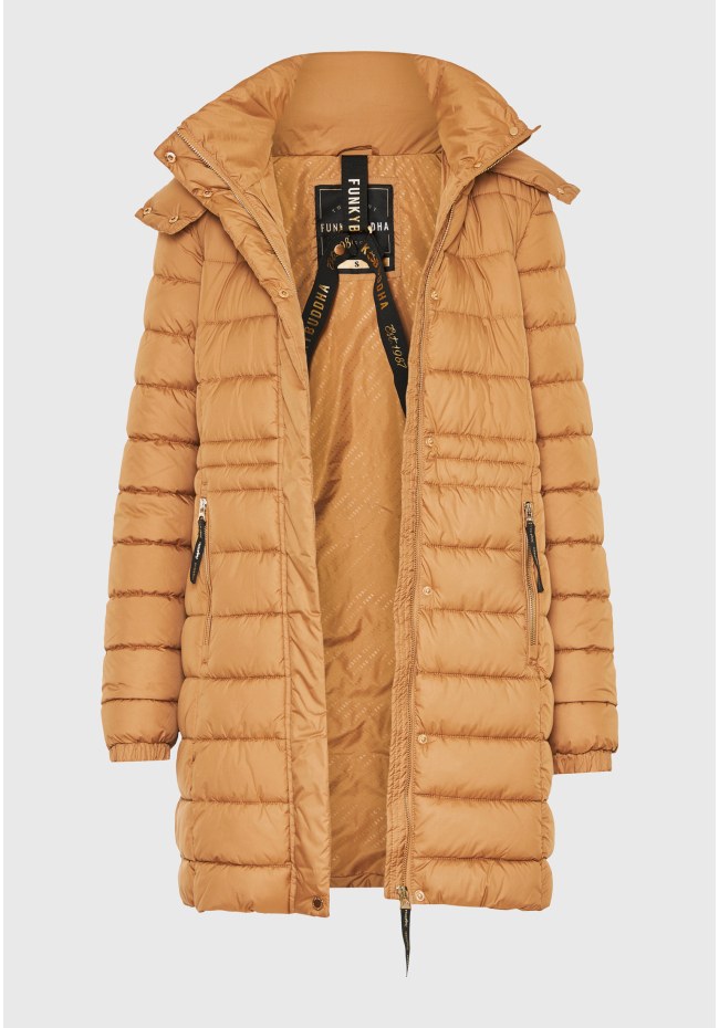 Long fit puffer μπουφάν με αποσπώμενη γούνα