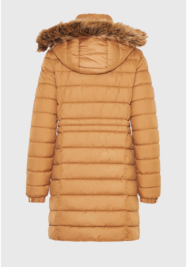 Long fit puffer μπουφάν με αποσπώμενη γούνα