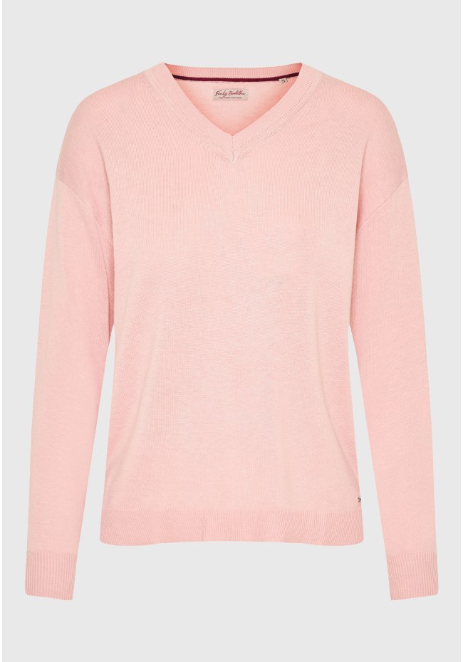 V-neck πλεκτή μπλούζα με βισκόζη