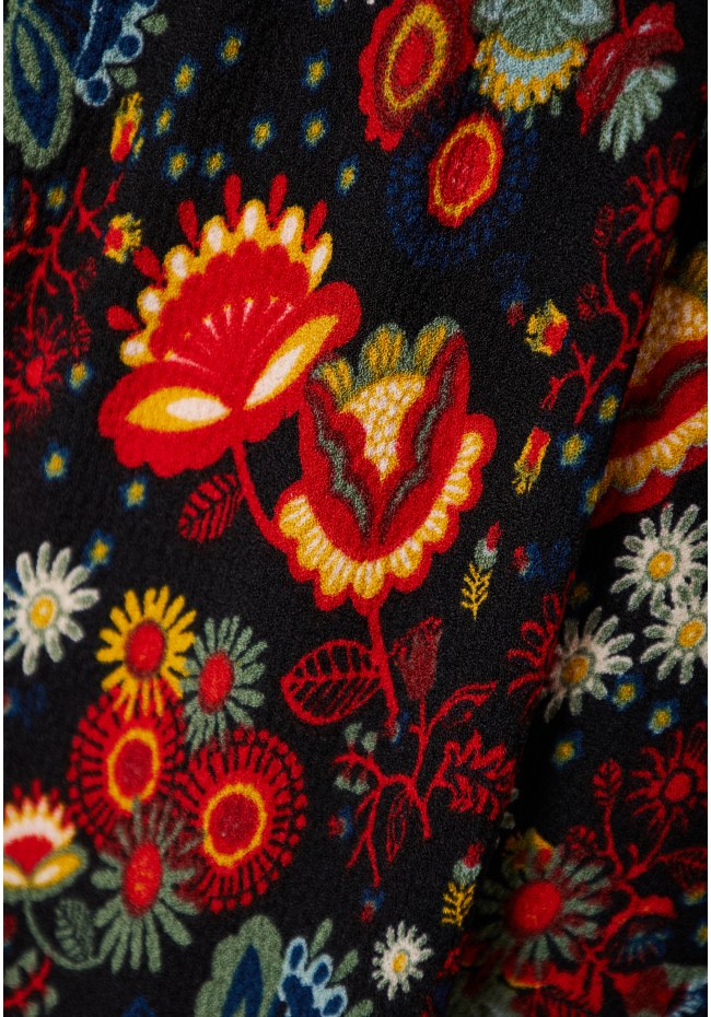 Midi εμπριμέ φούστα με βολάν