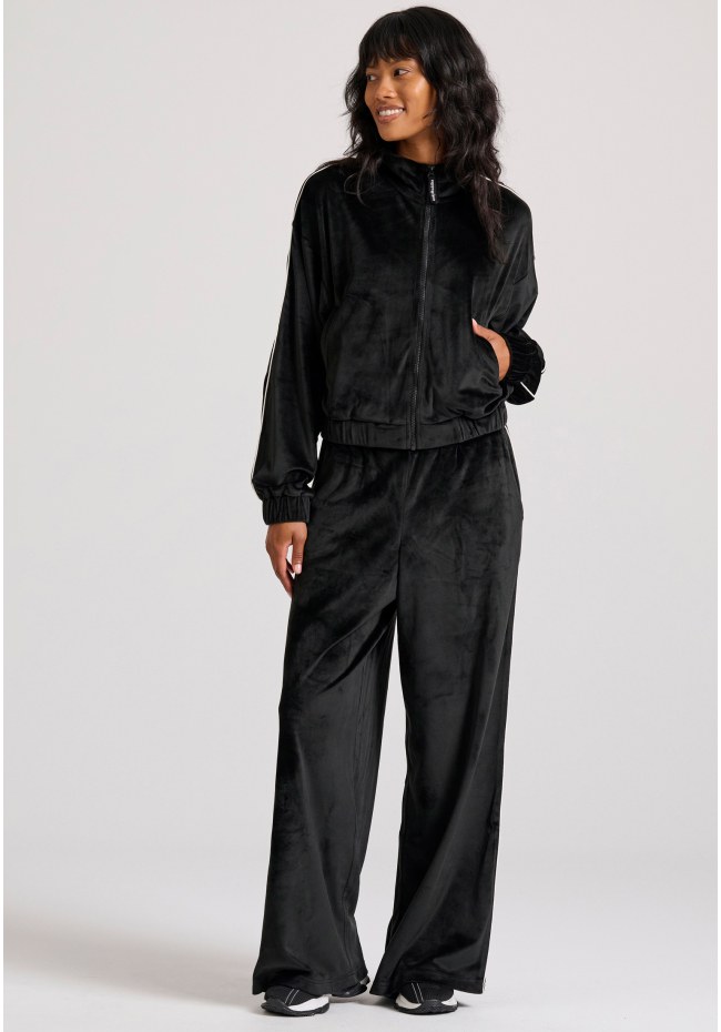 Wide leg fit velour joggers