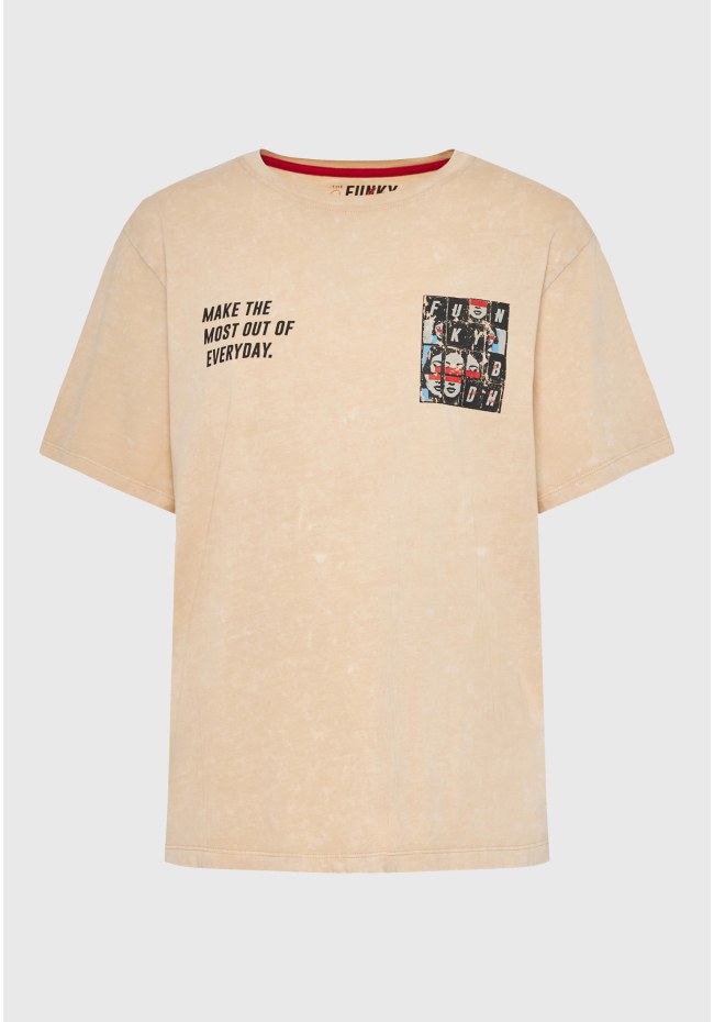 Relaxed fit garment dyed t-shirt με τύπωμα στην πλάτη
