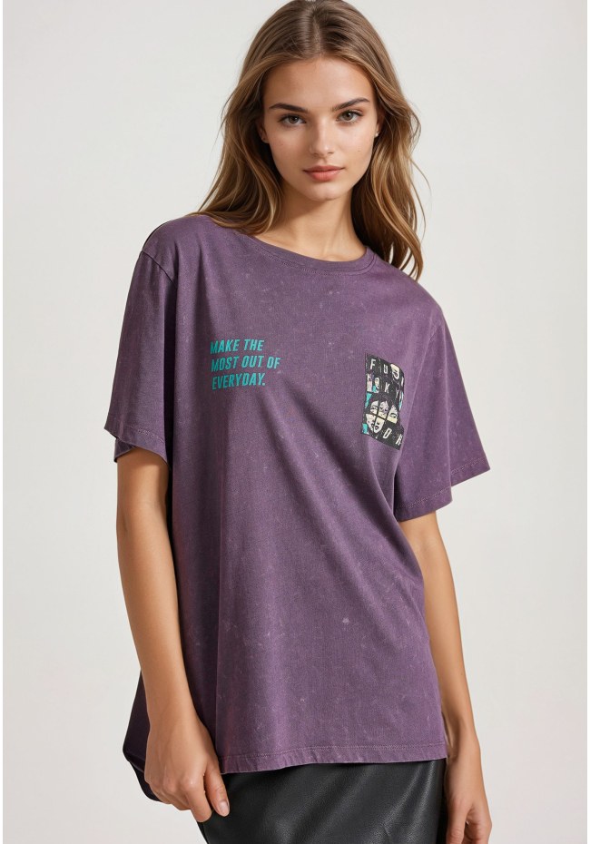 Relaxed fit garment dyed t-shirt με τύπωμα στην πλάτη