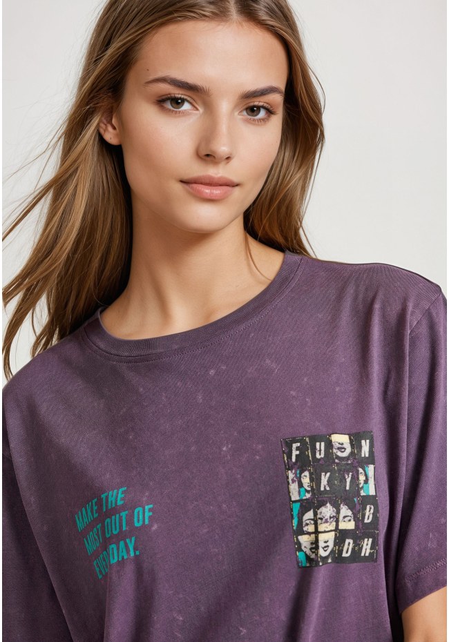 Relaxed fit garment dyed t-shirt με τύπωμα στην πλάτη