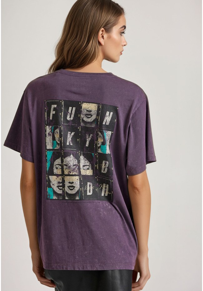 Relaxed fit garment dyed t-shirt με τύπωμα στην πλάτη
