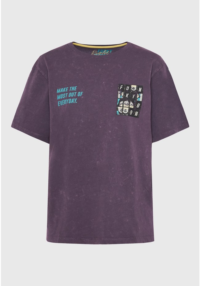 Relaxed fit garment dyed t-shirt με τύπωμα στην πλάτη