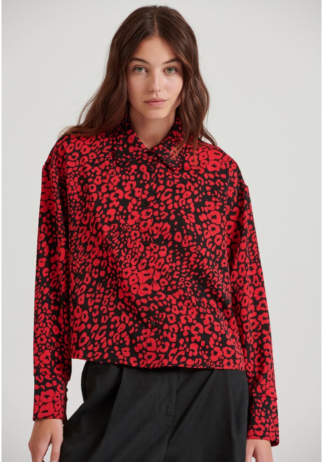 Cropped πουκάμισο με all over τύπωμα