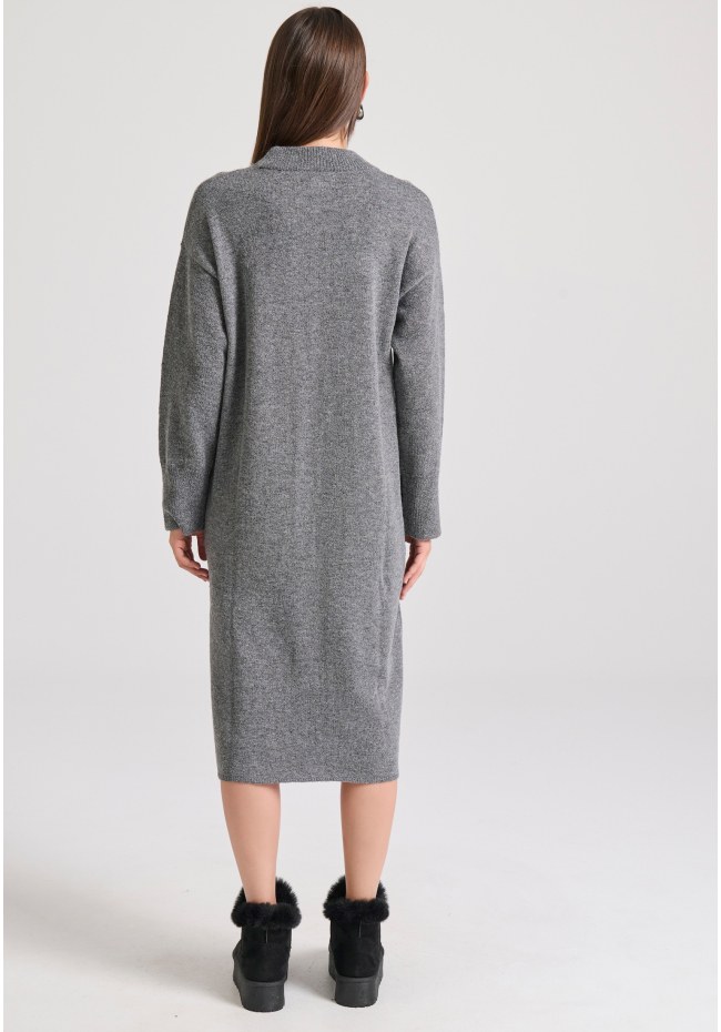 Relaxed fit μίντι πλεκτό φόρεμα με πλαϊνά σκισίματα