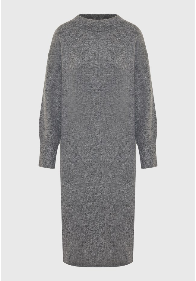 Relaxed fit μίντι πλεκτό φόρεμα με πλαϊνά σκισίματα