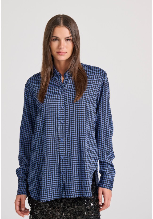 Loose fit μακρύ καρό πουκάμισο