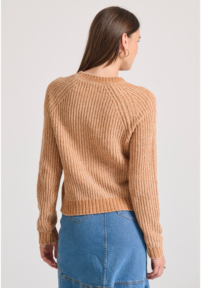 Crew neck chenille pullover