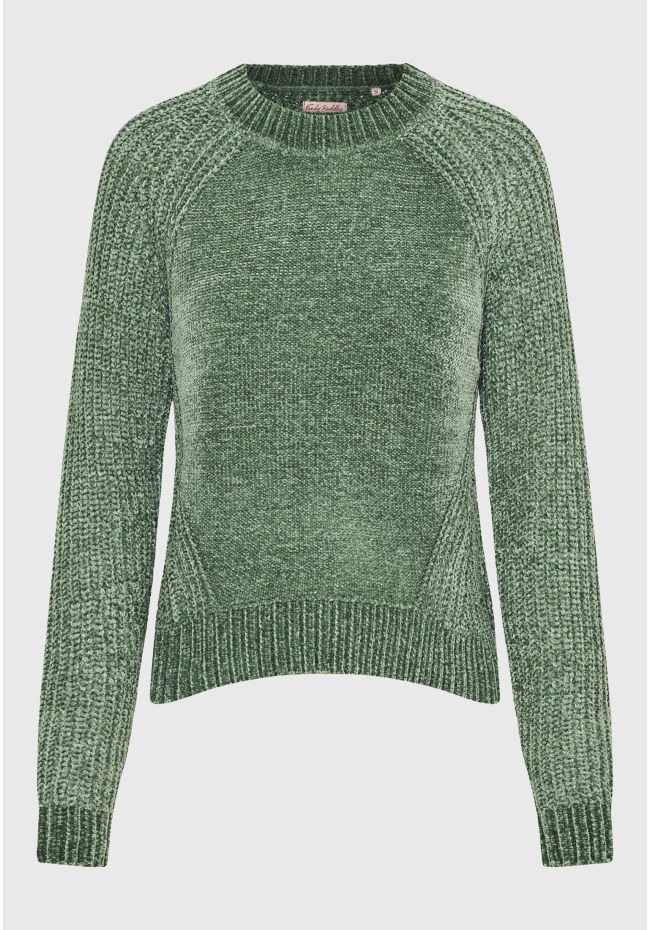 Σενίλ πουλόβερ με στρογγυλή λαιμόκοψη