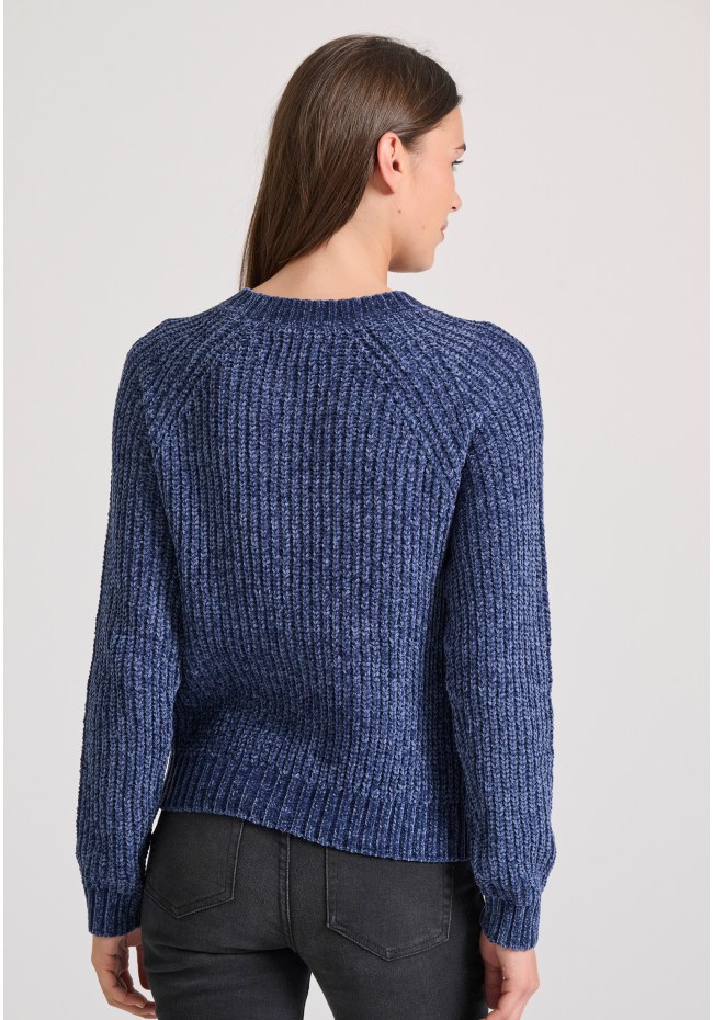 Σενίλ πουλόβερ με στρογγυλή λαιμόκοψη