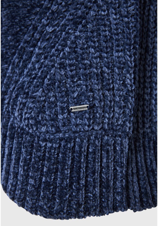 Σενίλ πουλόβερ με στρογγυλή λαιμόκοψη