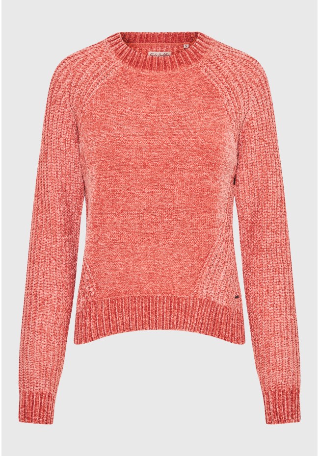 Σενίλ πουλόβερ με στρογγυλή λαιμόκοψη