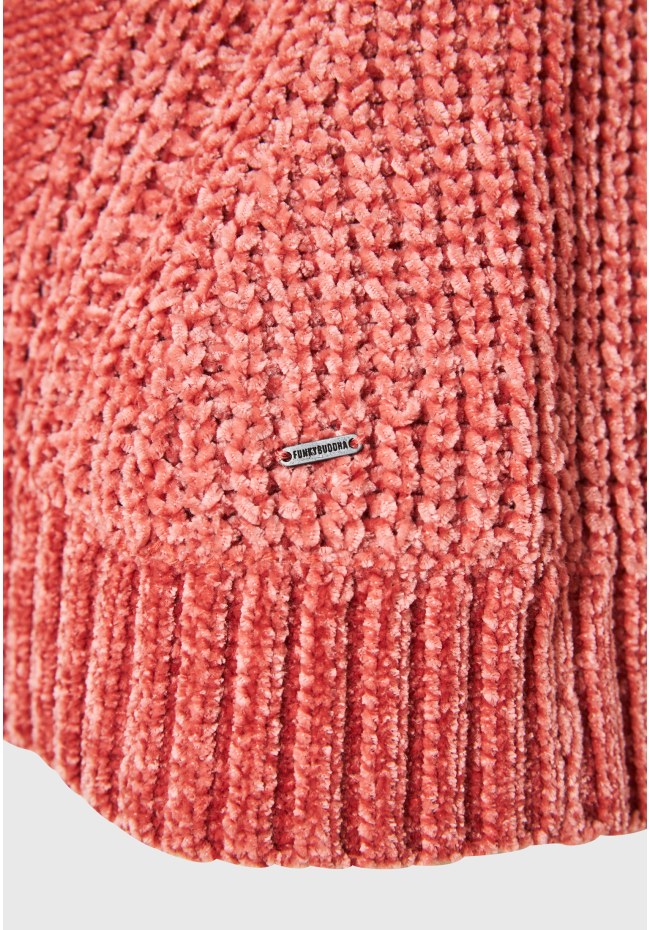 Σενίλ πουλόβερ με στρογγυλή λαιμόκοψη