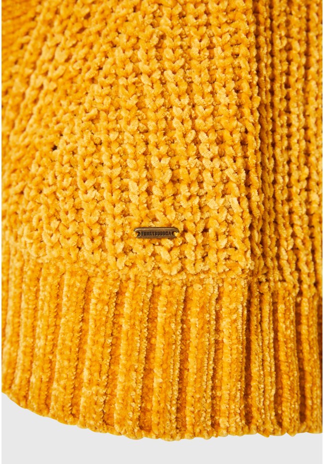 Σενίλ πουλόβερ με στρογγυλή λαιμόκοψη