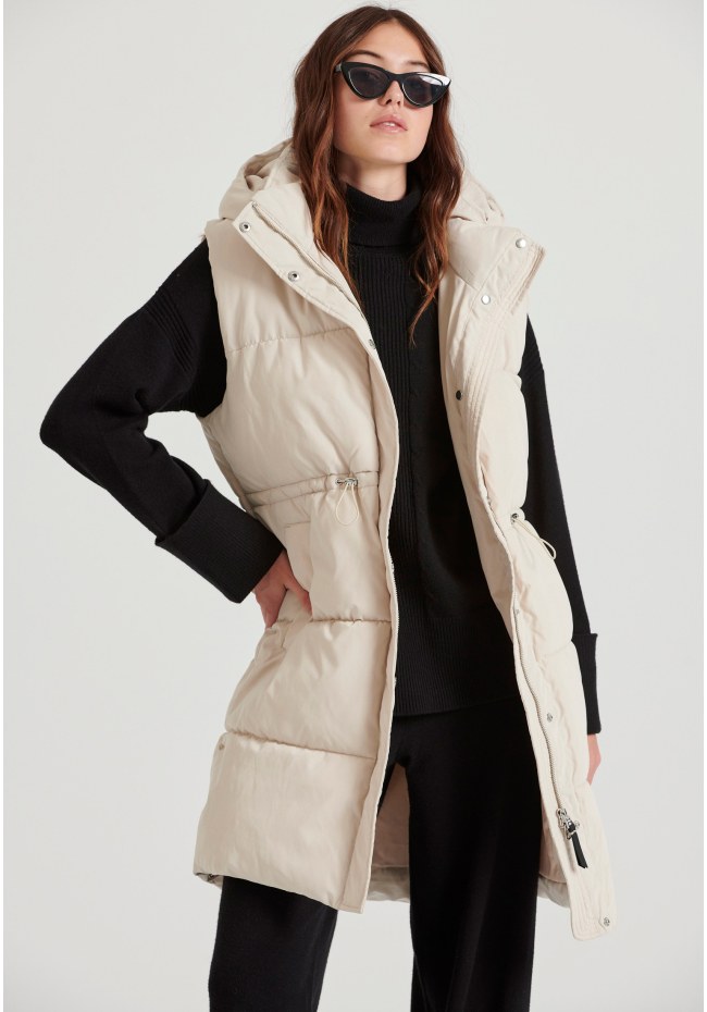 Loose fit αμάνικο puffer μακρύ μπουφάν