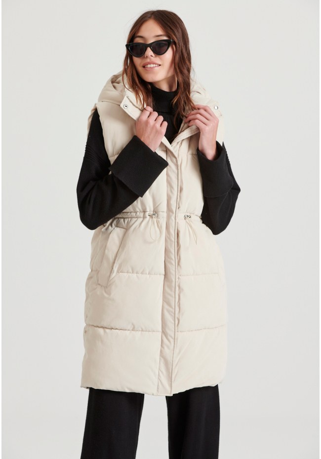 Loose fit αμάνικο puffer μακρύ μπουφάν