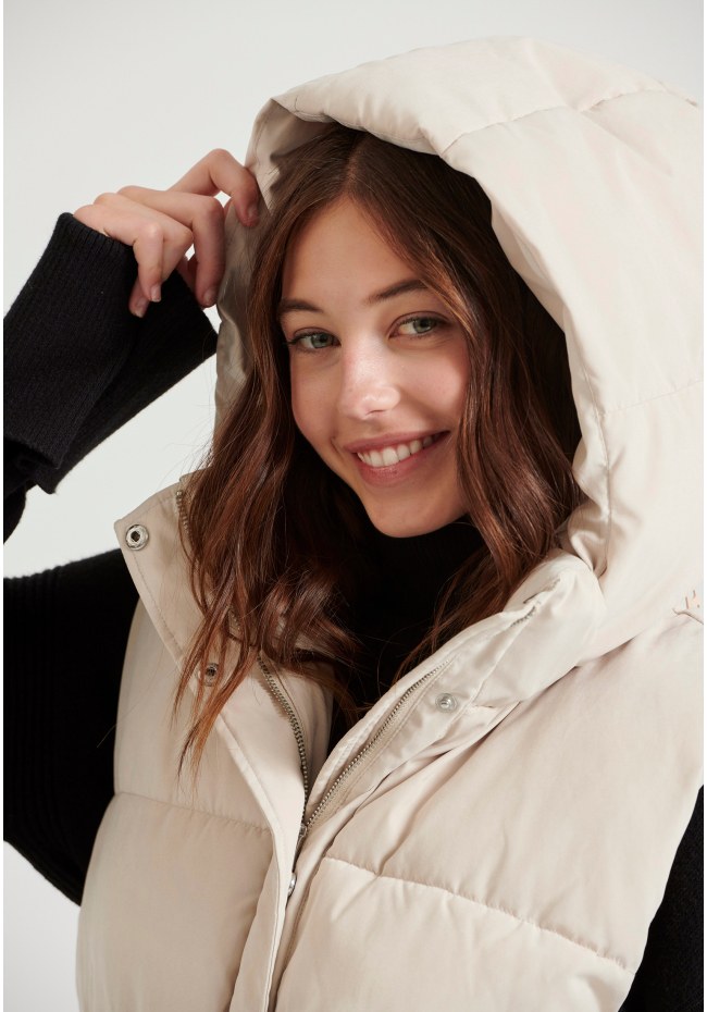 Loose fit αμάνικο puffer μακρύ μπουφάν