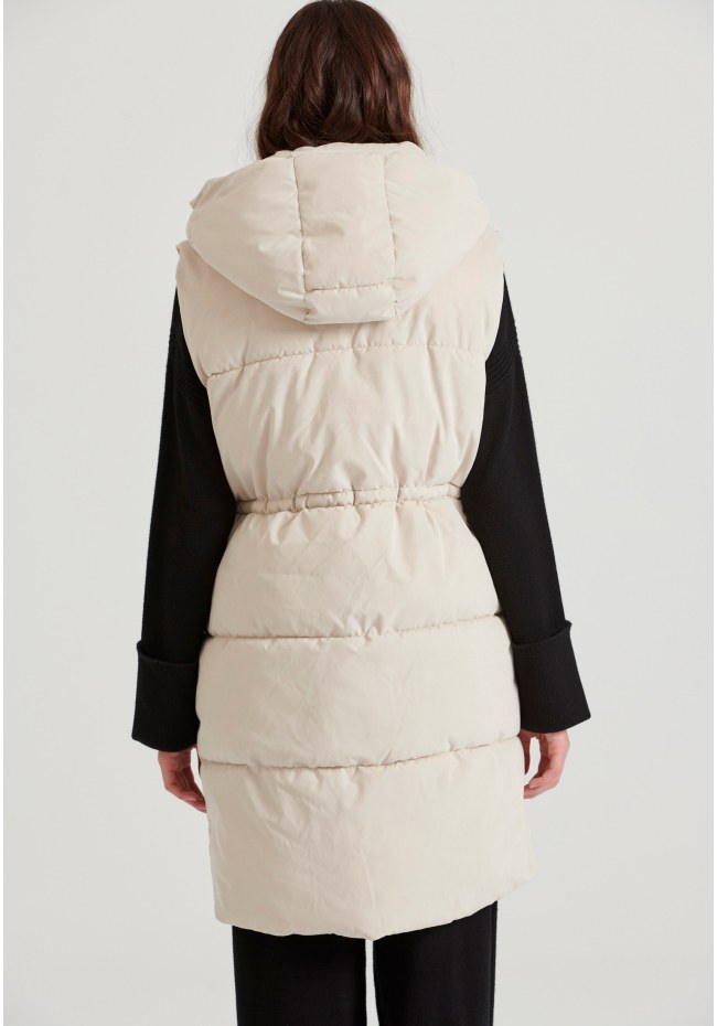 Loose fit αμάνικο puffer μακρύ μπουφάν