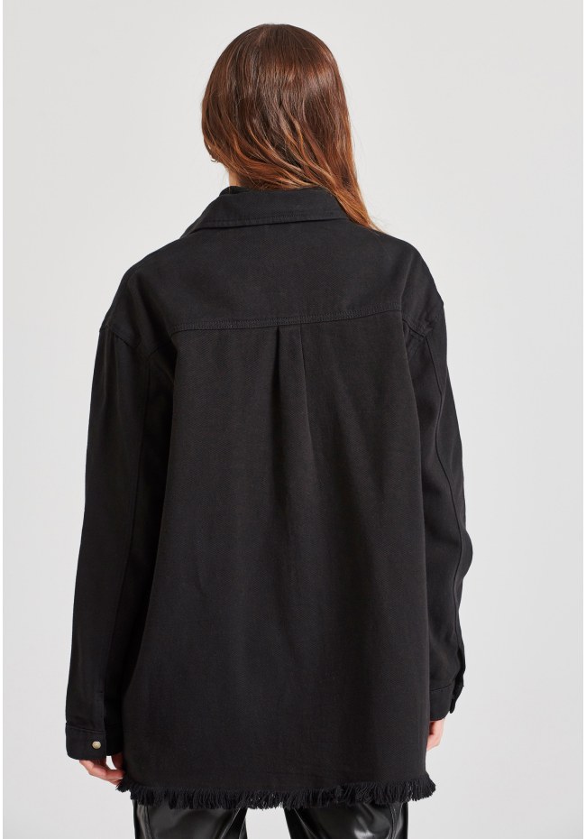 Γυναικείο oversized τζιν πουκάμισο με φθορές