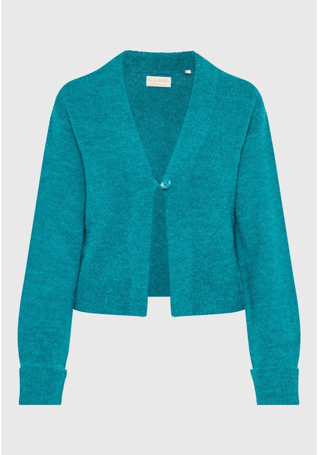 Wool blend πλεκτή ζακέτα με διακοσμητικό κουμπί