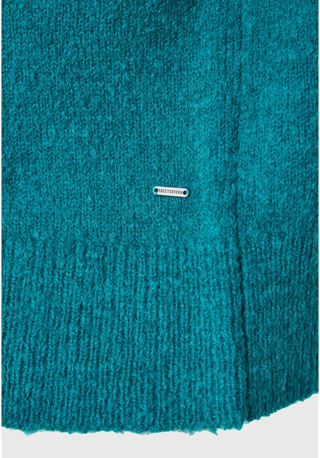 Wool blend πλεκτή ζακέτα με διακοσμητικό κουμπί