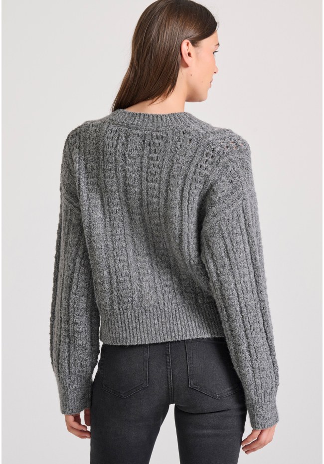 Relaxed fit cropped πλεκτή ζακέτα με σχέδιο στην πλέξη