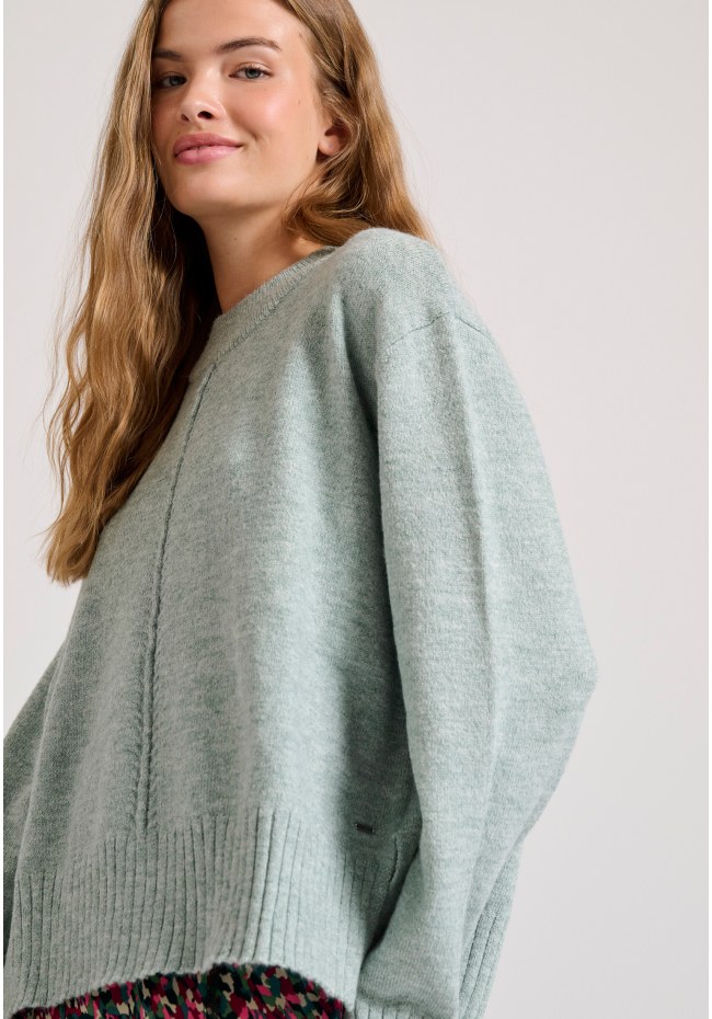 Relaxed fit πλεκτή μπλούζα με στρογγυλή λαιμόκοψη