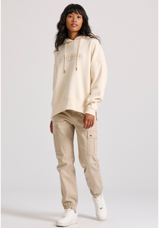 Women's cargo pants with cuffed hem