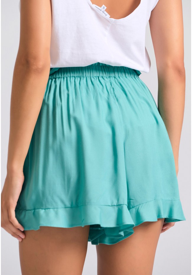 Loose fit σορτς με κορδόνι και βολάν στη μέση